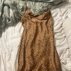 Never worn, tags on, black polka dot printed mini dress, size medium